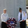 Sandy Scott (sister to Frederick Rickets (KIA) and Post Commander Joe Filice in front of the American Legion Monument in Wauchula, Fl.