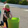 This little boy is fishing for some four leaf clovers