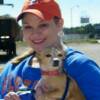 Kaitlyn Hanshaw with peaches  who just finished getting her check up 